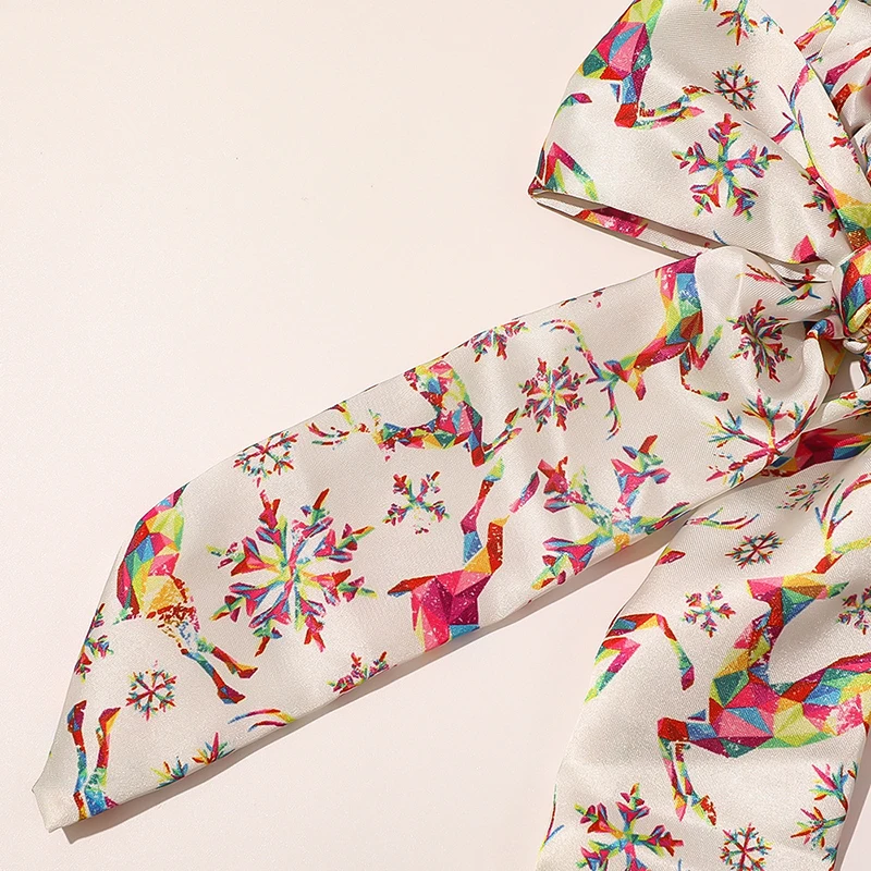 

Ribbon Christmas Hair Band Bow Long Ribbon Ponytail Scarf Hair Tie Scrunchies Women Girls Elastic Hair Bands Hair Accessories