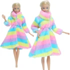 1 шт. высокого качества ручной работы кукла пальто платье Меховая Одежда для куклы Барби зимняя одежда яркий костюм мягкого плюша; Аксессуары для куклы игрушки для детей