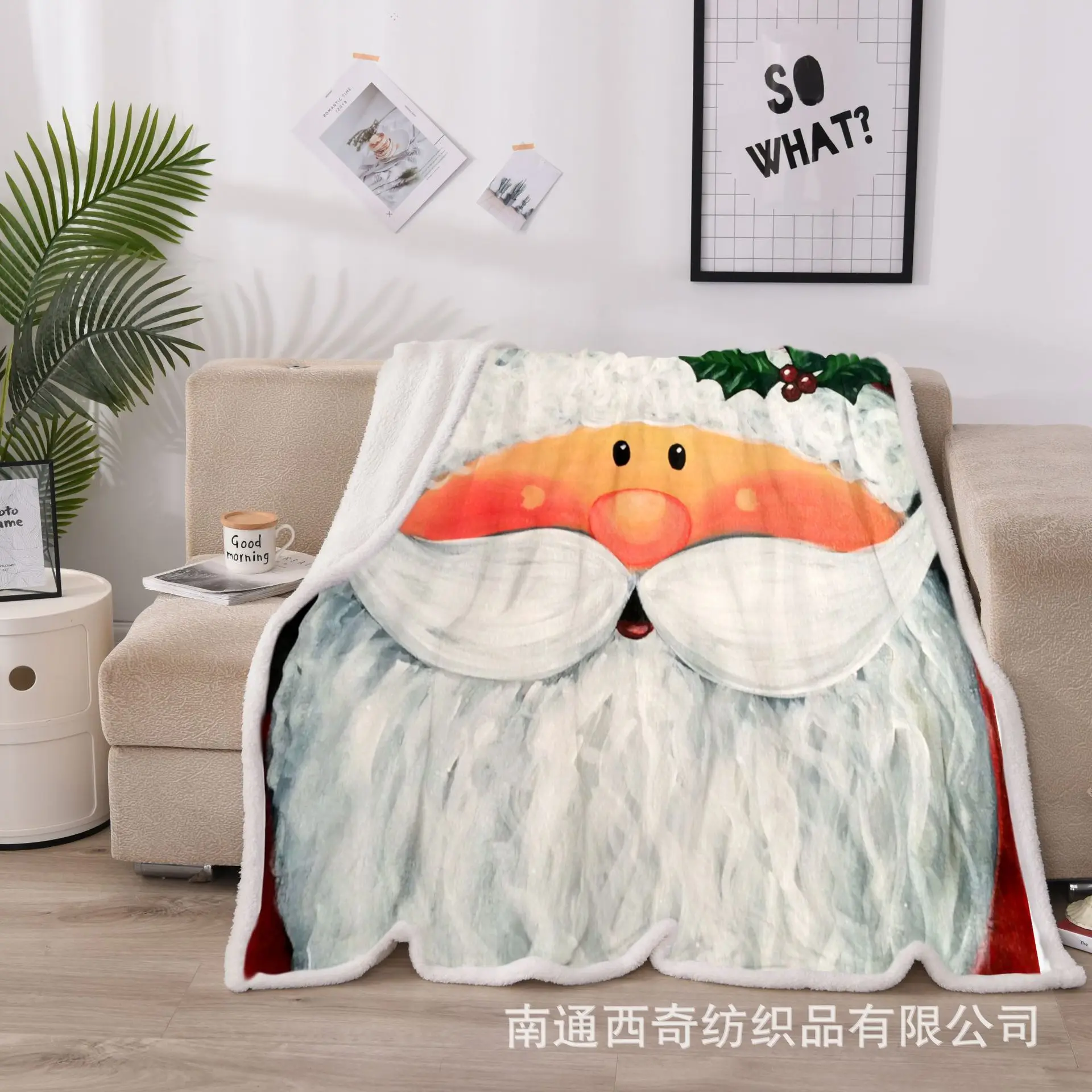 Merry Christmas Bed Coverlet Santa Clause Spread Winter Warm Flannel Blanket Children Room Soft Cover Bedspreads 150x200 | Дом и сад