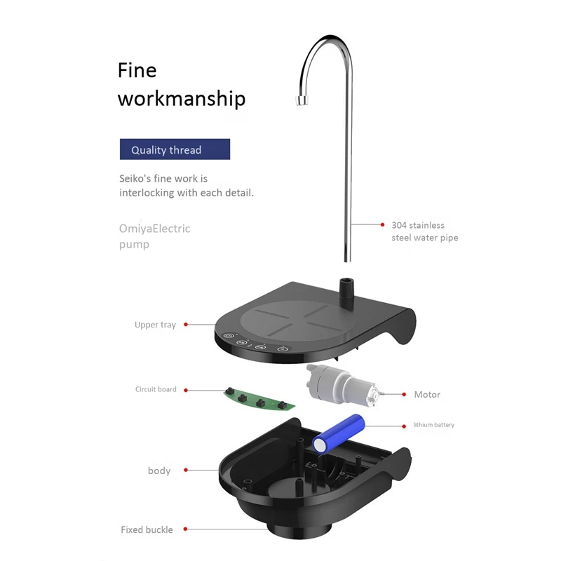 

Hot 2 Set Bottled Water Pumping Usb Rechargeable Bucket Water Pressure Wireless Water Pump-White & Black