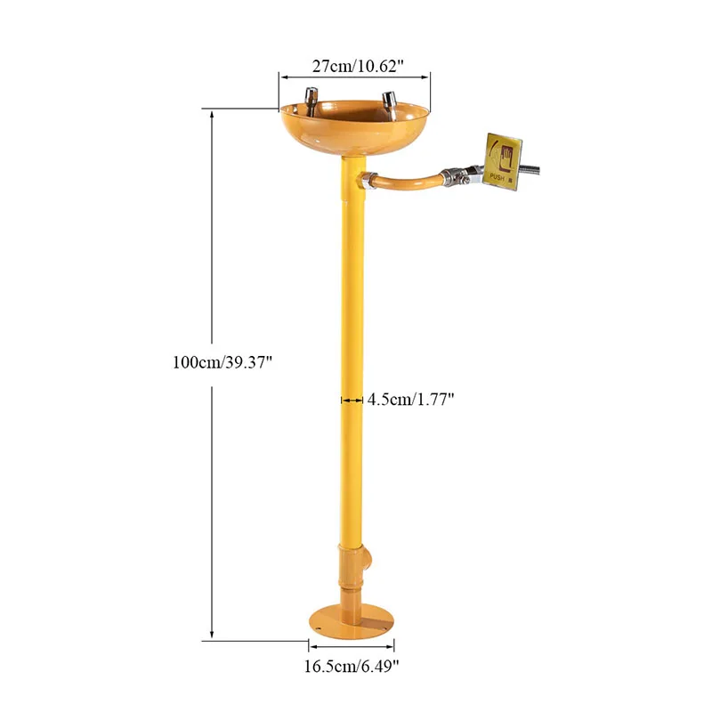 Onyzpily Face Eye Wash Machine Pedal Push Style Yellow Stainless Steel Shower Set Emergency Spray Eyewash Vertical Wall Hanging |