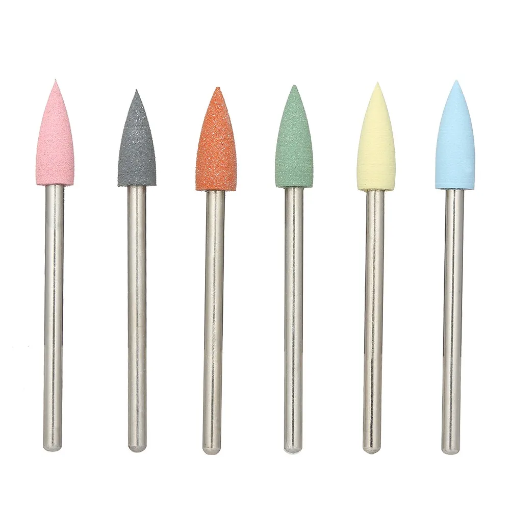 

6pcs Rubber Nail Drills Bits Nail Buffer Cuticle Cutter for Electric Nail Drill Manicure Pedicure Tools