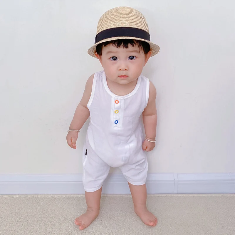 Летние комбинезоны без рукавов для маленьких мальчиков Одежда баскетбола Милый