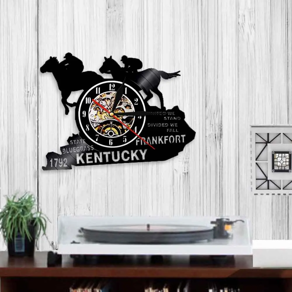 Настенные декоративные часы с изображением лошади виниловые записью настенные