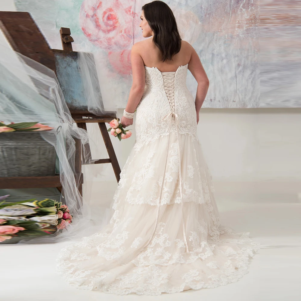 Очаровательные кружевные свадебные платья русалки на заказ многоуровневый