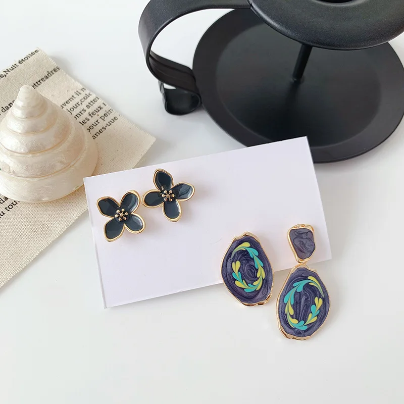 Корейские милые металлические серьги-подвески с рисунком для женщин и девочек