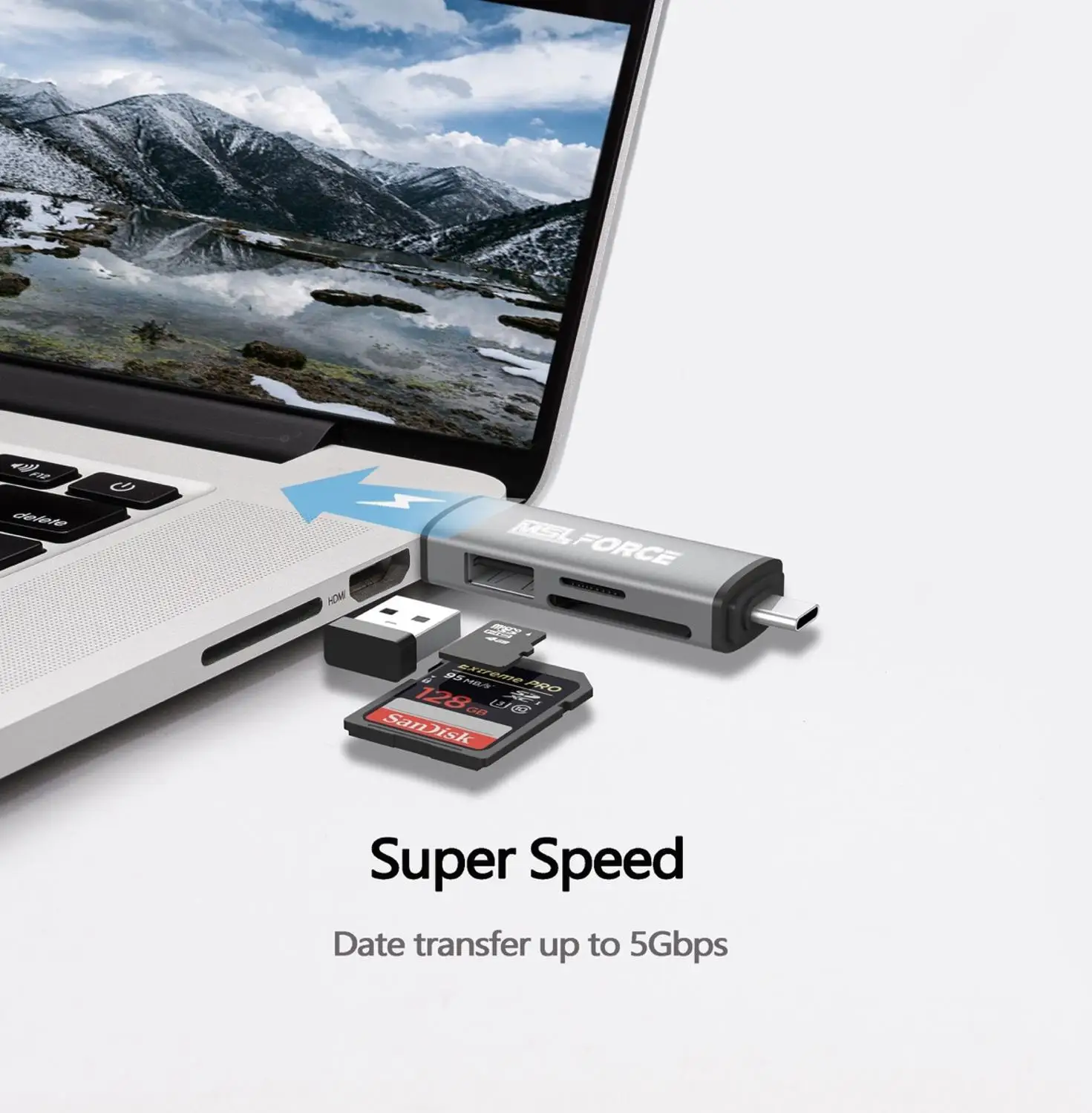 

USB 3 Card Reader HUB with USB C OTG Card Reader 2 in 1 USB 3 HUB Supports SD SDHC SDXX MMC Micro SD U-flash memory for iPad Pro