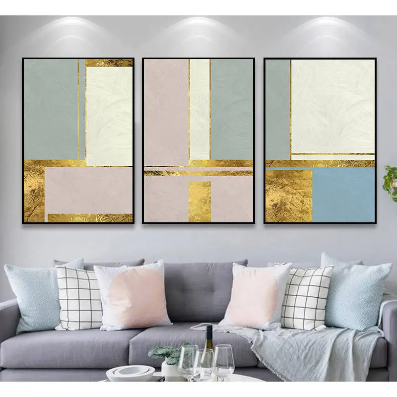 Абстрактные Скандинавии золотой фольги холст картины плакаты на скандинавскую