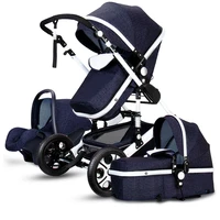 2021 luxury baby stroller 3 in 1 infant stroller set portable reversible high landscape baby carriage trolley travel pram 7gifts