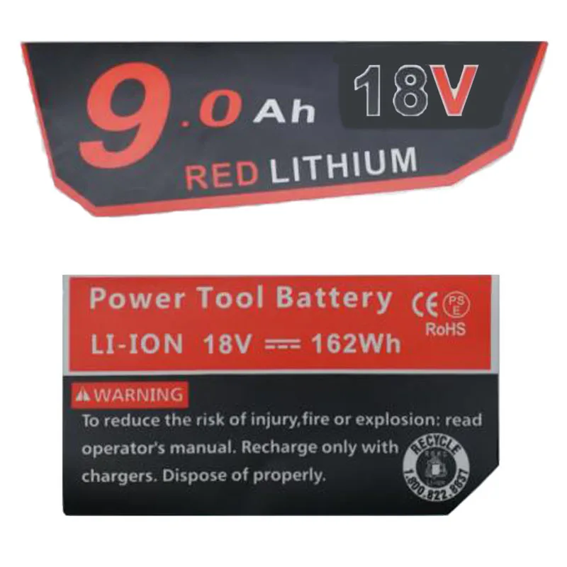 Наклейка на литий ионные аккумуляторы M18 9 0 Ач логотип этикетки для Milwaukee 18 в 48 11 1815