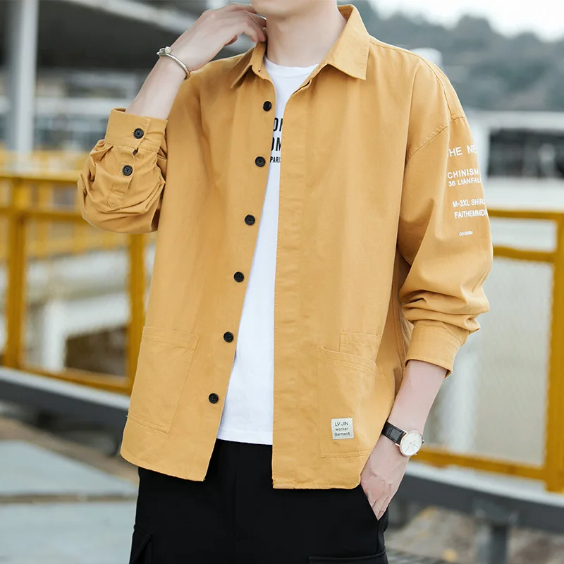 Men Shirt 2020 Long Sleeve Patchwork Loose Tooling Military Sweat Casual Street Cotton Tuxedo Formal Anti-wrinkle Dress Shirts |