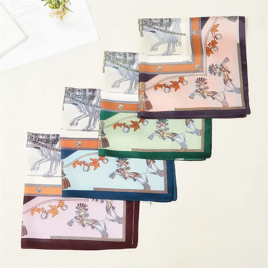 

2021 luxury brand women scarf summer silk scarves shawls lady wraps small neck head scarf hair scarf soft foulard 53*53cm