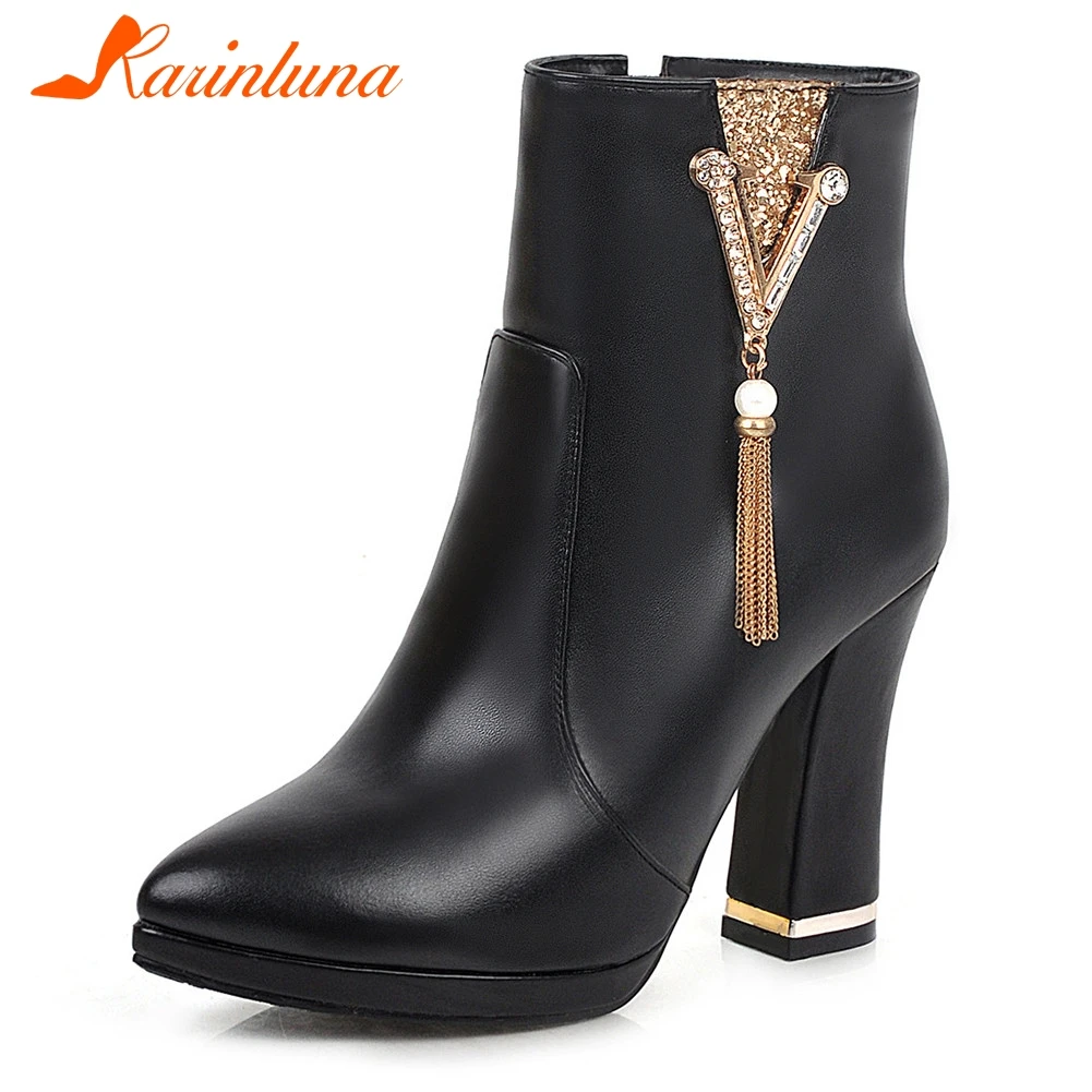 KARINLUNA/Новое поступление Лидер продаж 2020 года ботильоны на не сужающемся книзу