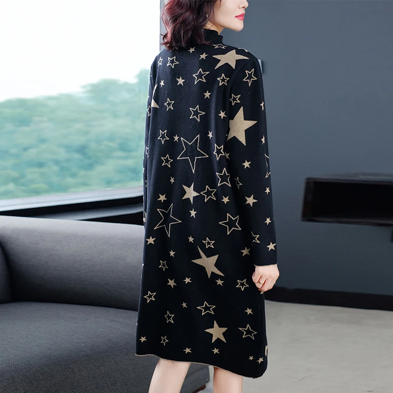 Женское вязаное Платье Свитер оверсайз стрейчевое платье свитер в полоску со