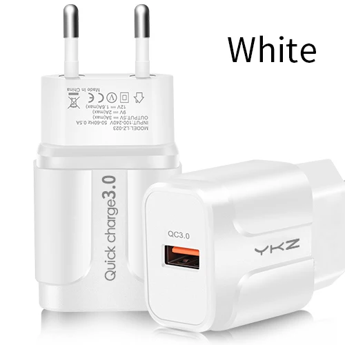 White EU Plug YKZ зарядное устройство для мобильного телефона Быстрая зарядка QC 3,0 4,0 18 Вт Быстрая зарядка ЕС США вилка адаптер настенное USB зарядное устройство для iPhone samsung Xiaomi - Тип штекера: White EU Plug