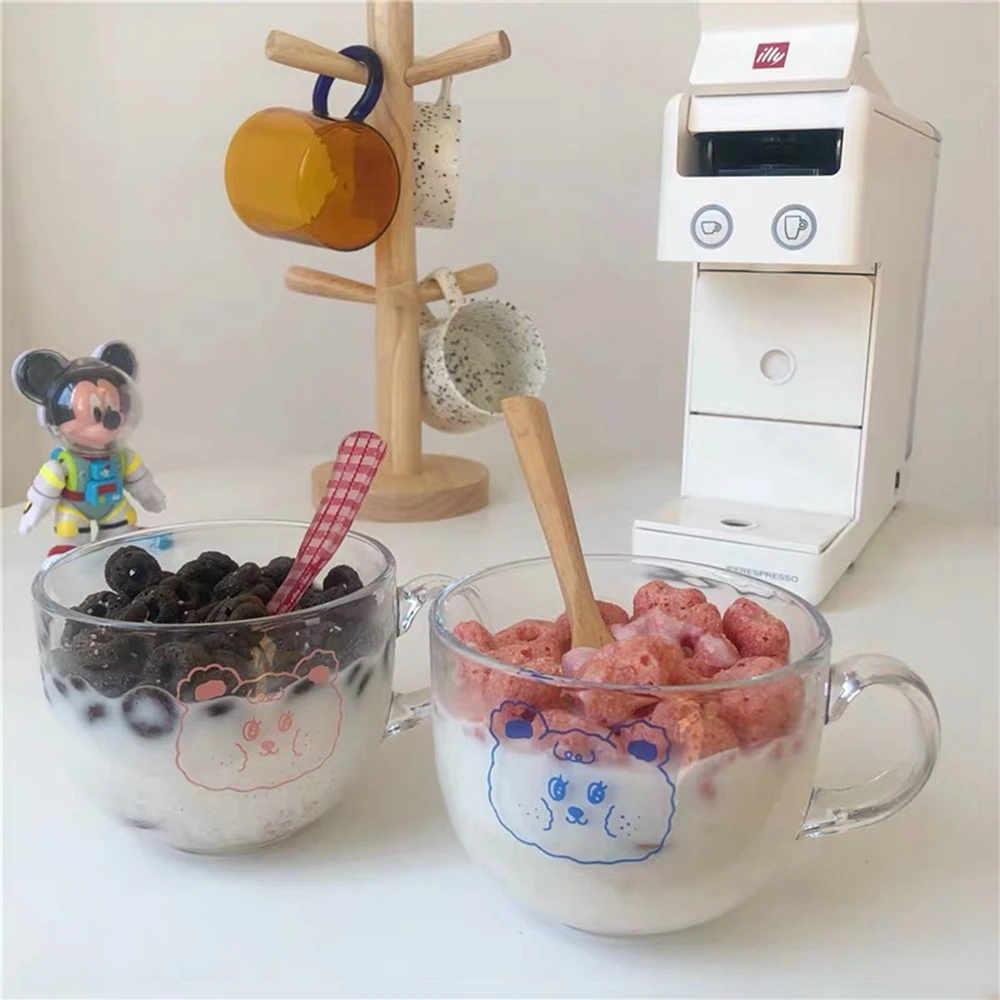 

Кружка с изображением животного, молока, сока, чая, чашка 350 мл, кофейные кружки с милым медведем, стеклянная чашка, Термостойкое стекло, проч...