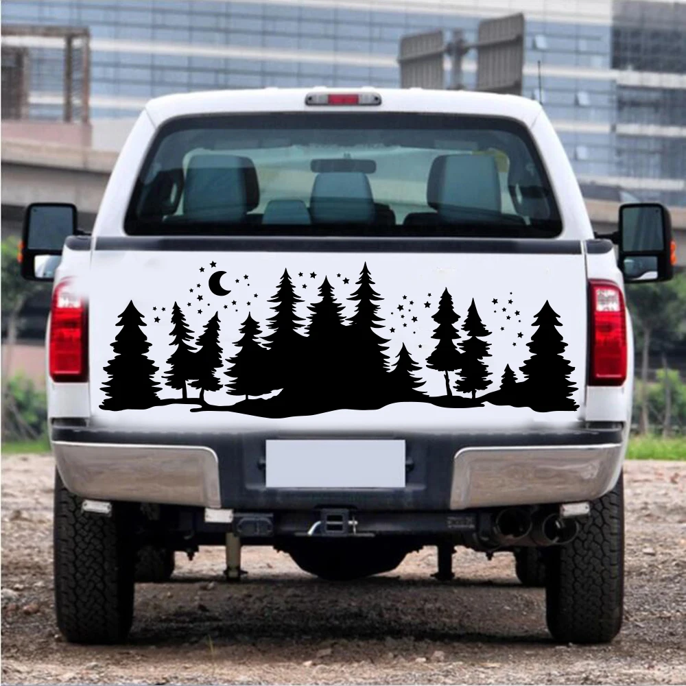 

Camper Rv Starry Forest Pine Tree Star Moon Wall Sticker Playroom Woodland Timber Camping Moonlight Wall Decal Bedroom Vinyl