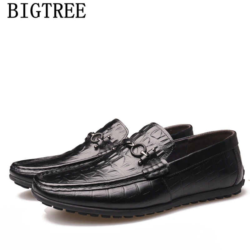 Genuine Leather Shoes Men Loafers Designer Crocodile Slip On Luxury Brand Casual Shoes+male Chaussure Homme Sapato | Обувь