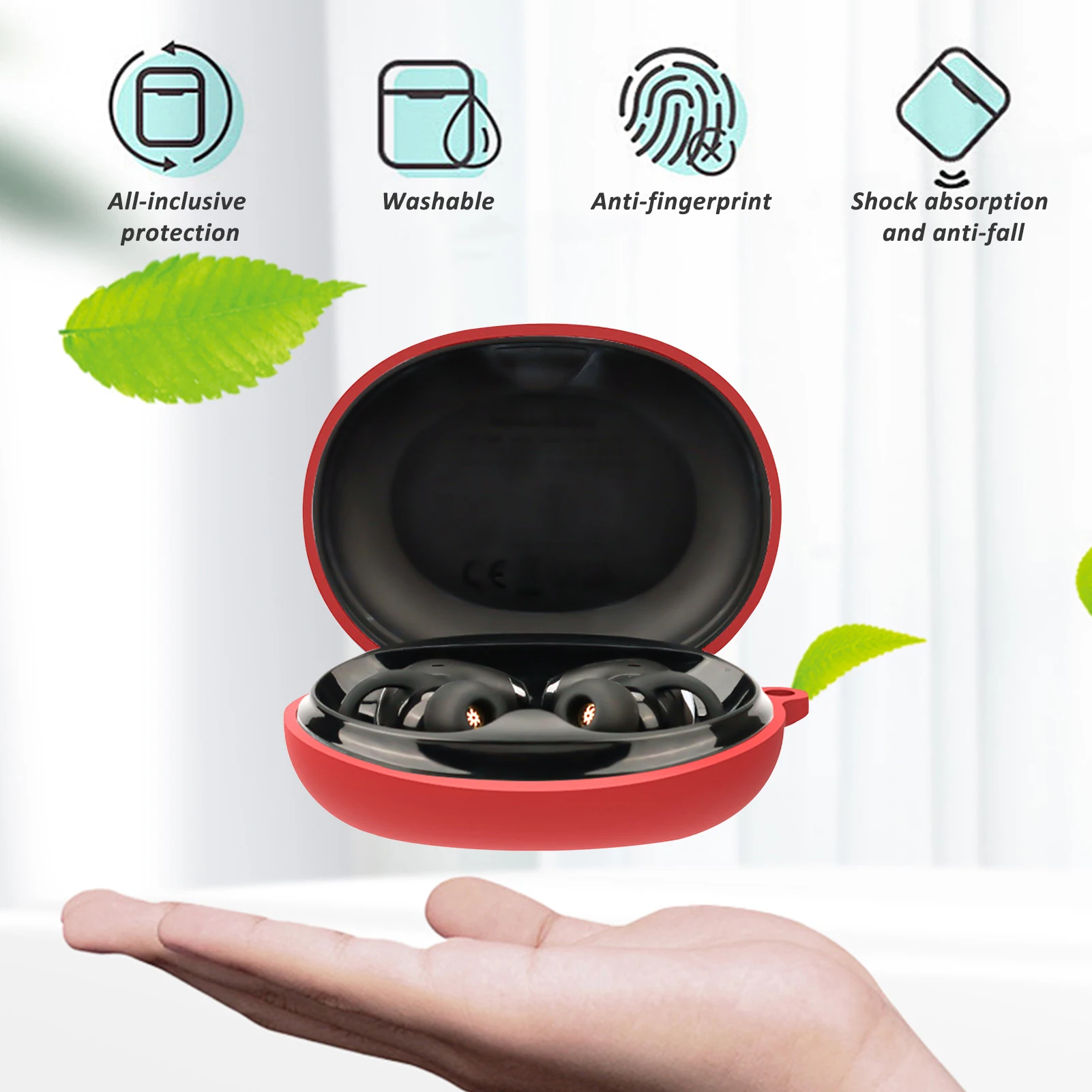 

Silicone Headset Shell For Anker Soundpeats LIFE A2 NC Soft Protective Skin Case Protective Cover Bluetooth With Carabiner