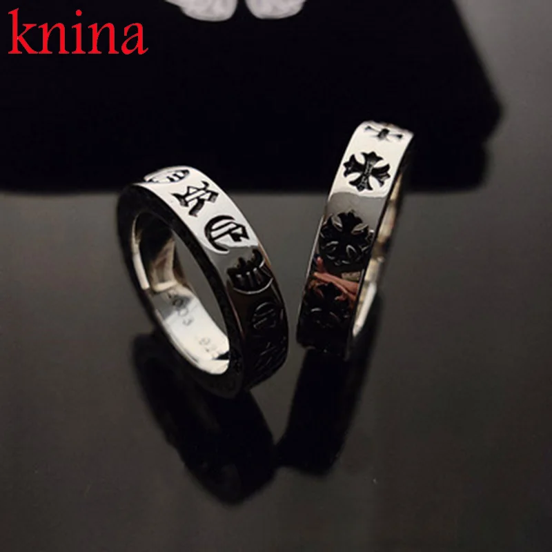 

S925 pure silver Chro Hear ring the heart of the classic forever scar ring cross tide lovers to buddhist monastic discipline