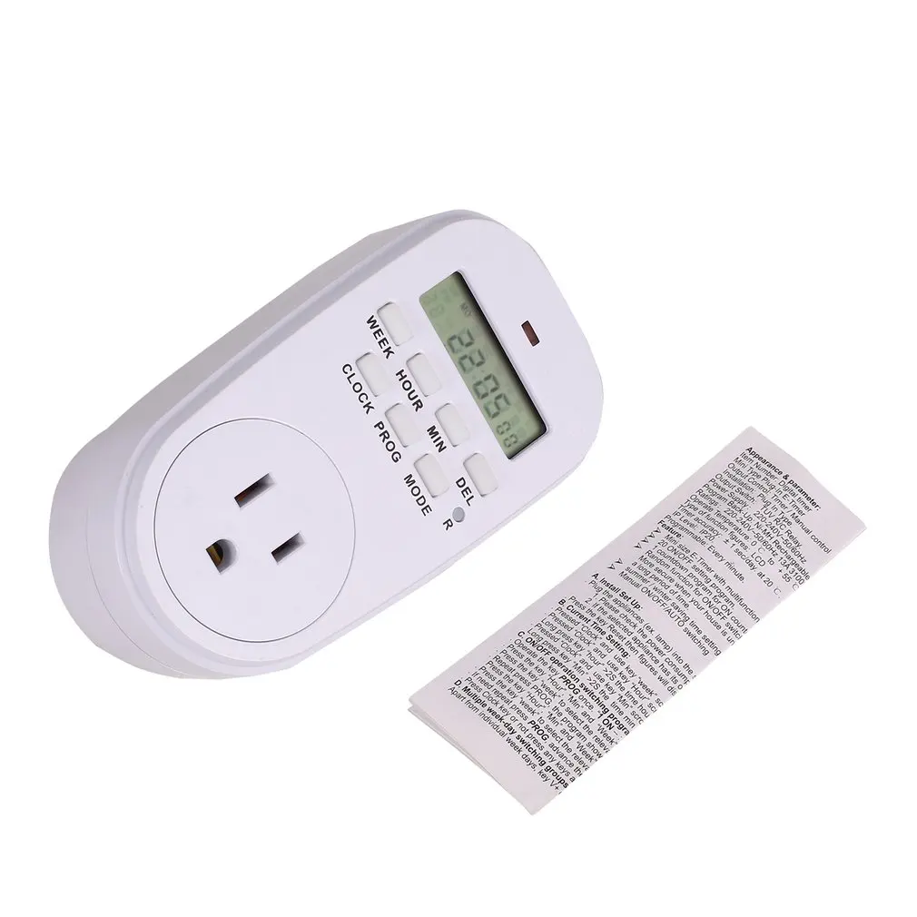 Мини цифровой ЖК дисплей 230 В 16А таймер розетка штекер в время обратного отсчета