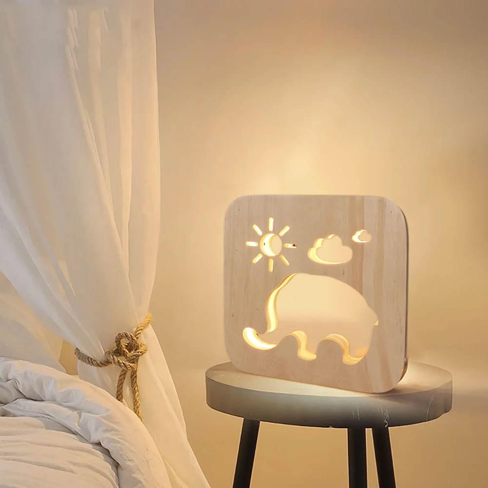 Милый слон солнце облако светодиодный ночсветильник USB для детской комнаты