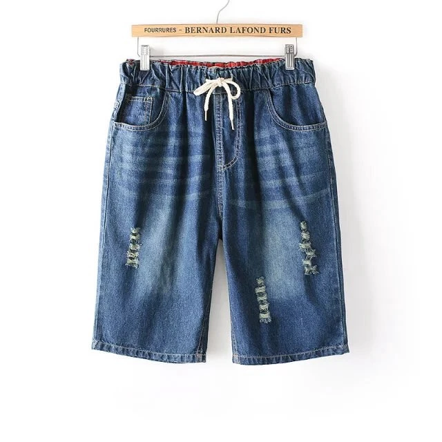 Модные женские джинсы размера плюс джинсовые Короткие Голубые Джинсы средней