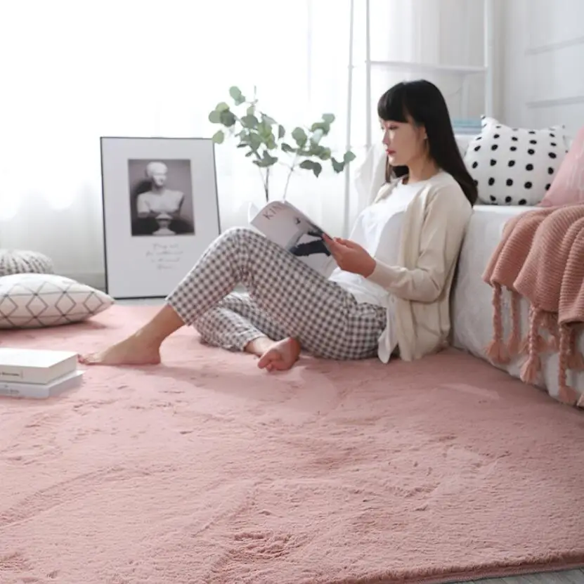 INS нескользящий напольный коврик моющийся искусственный мех мягкий плюшевый для
