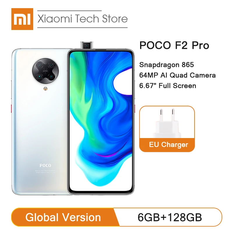 Xiaomi POCO F2 Pro 6 ГБ 128 Гб мобильный телефон Snapdragon 865 Восьмиядерный 64 мп Quad CameraCellphone 67