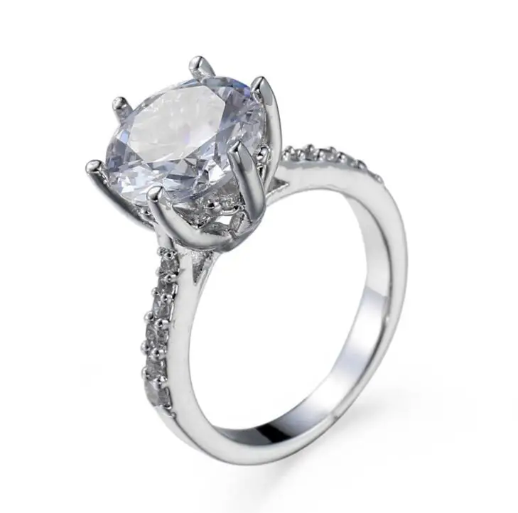 Новыя роскошная модель Обручение свадебное циркониевое кольцо с серебряным