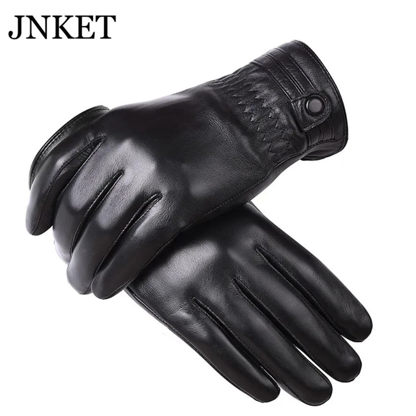 

Зимние мужские перчатки JNKET из искусственной кожи, перчатки для работы с сенсорным экраном, перчатки для вождения, теплые, вельветовые, ветр...