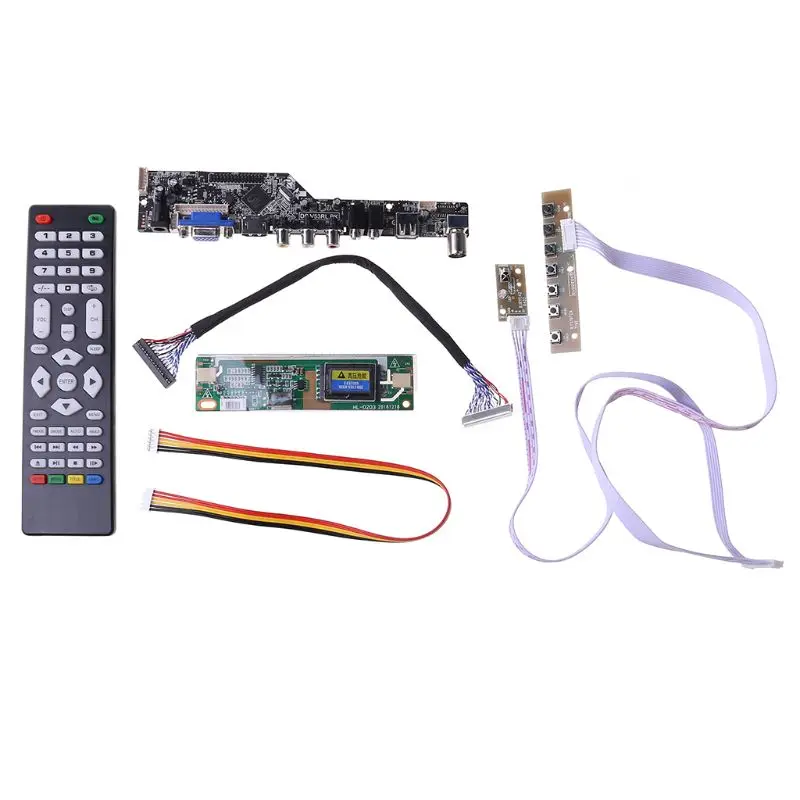 V56 Universal LCD TV Controller Driver Board PC/VGA/USB Interface+7 Key Board+LVDs Cable Kit | Электроника