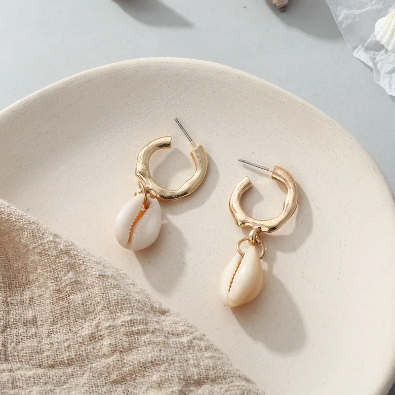 Новые модные и креативные пляжные ветровые натуральные сережки в виде ракушек
