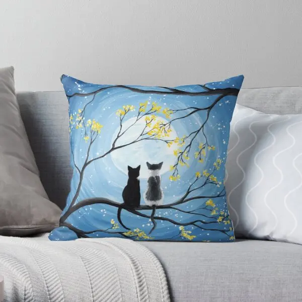 

Cats Full Moon Printing Throw Pillow Cover Square Hotel Fashion Cushion Soft Wedding Comfort Case Office Pillows not include