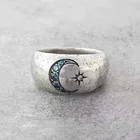 Гламурное ретро кольцо Стразы с Луной и звездами, женское кольцо, модное кольцо в этническом стиле для девушек, ювелирные изделия в подарок