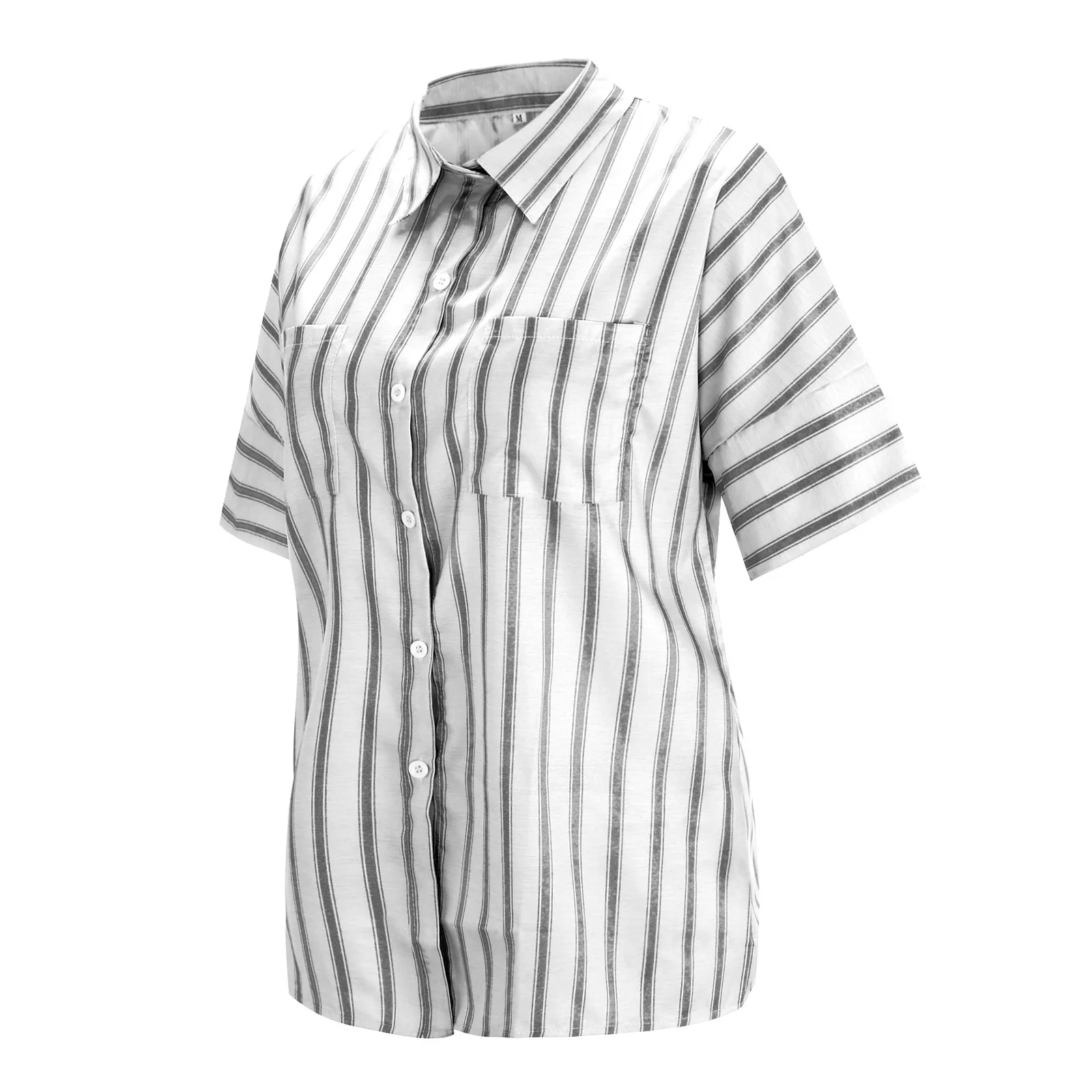 

2021 fashion new Striped Tops Womens Cotton Blouse Fashion Long Sleeve Shirts Femlae Button Down Blusas Female V Neck for work