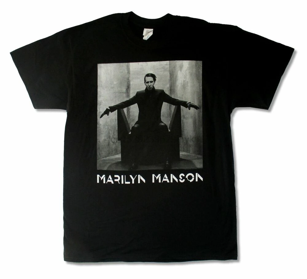 Мужская черная футболка Мэрилин Мэнсон 15 звезд 2015 металлическая музыкальная