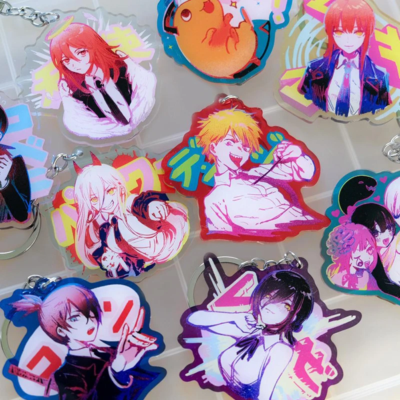 Брелок для ключей похита макима из аниме бензопила двусторонний акриловый