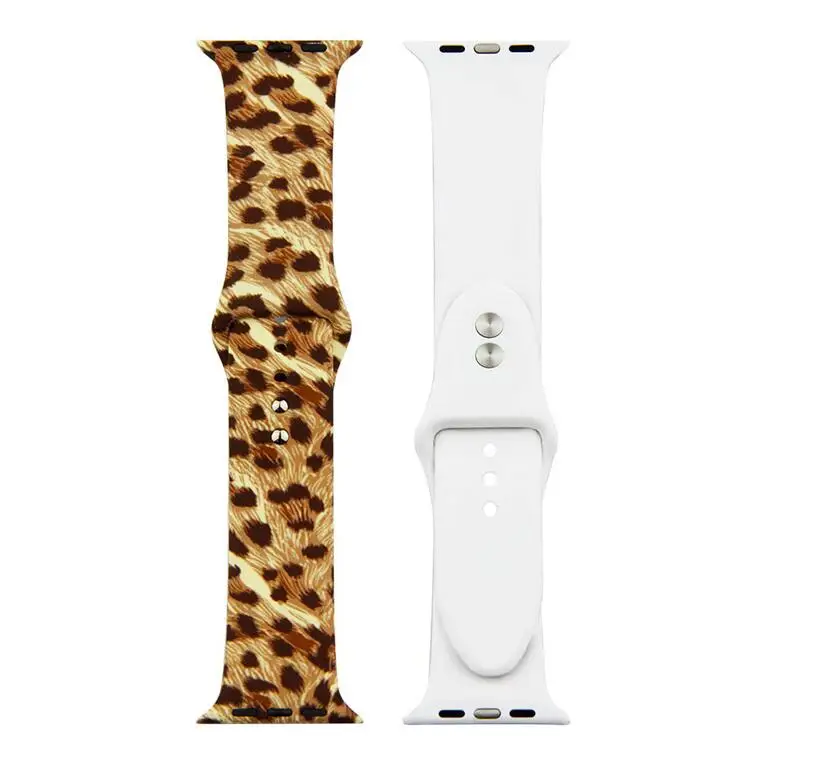 100 шт. силиконовый ремешок с принтом для Apple Watch 38 40 42 44 мм iWatch series 4 3 2 1 сменный