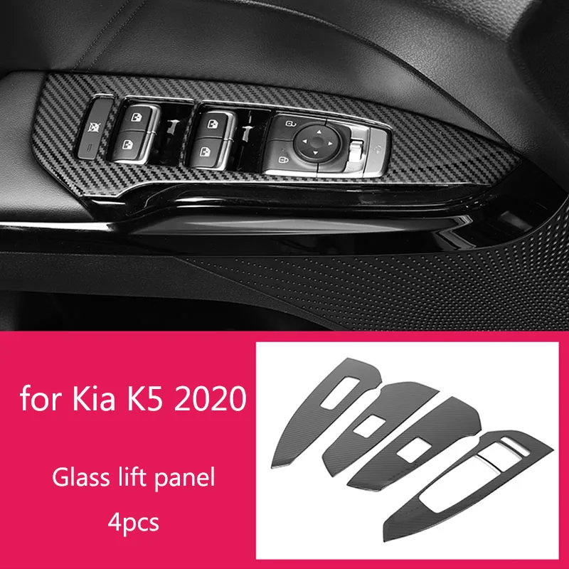 

Window Glass Lift Panel Frame Cover For Kia K5 2020 2021 Interior Stainless Steel Carbon fiber Cover Decorative Strip