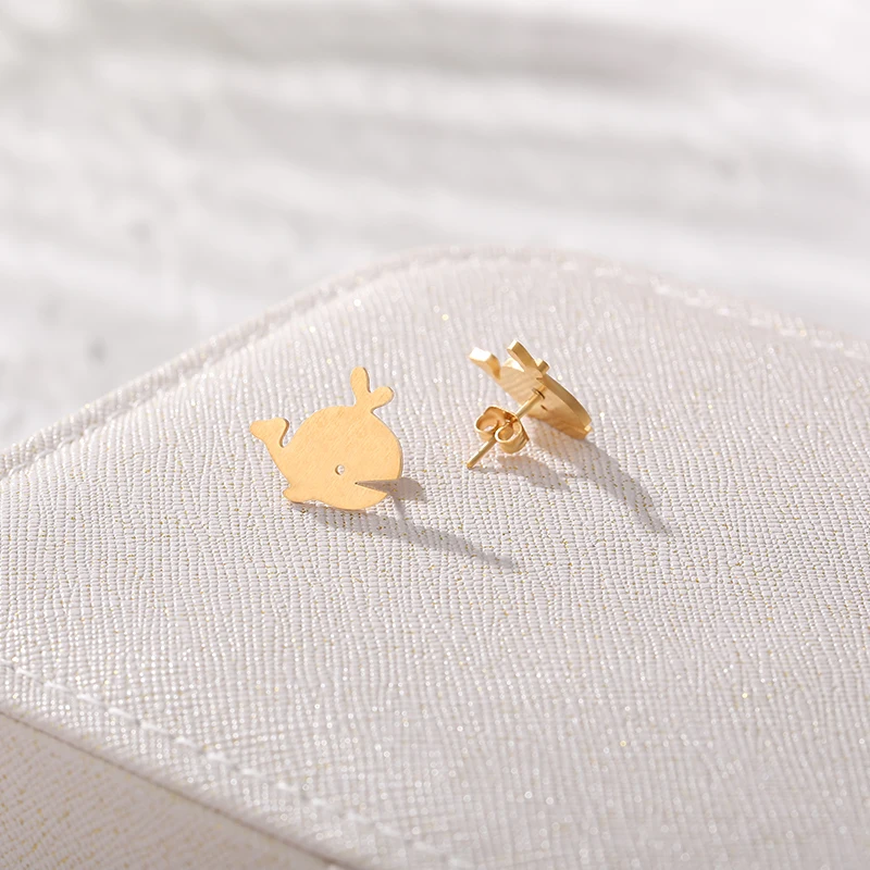 Tiny Humpback Whale Stud Earrings For Women Girl Sea Animal Jewelry Baby Stainless Steel Friendship Gifts | Украшения и