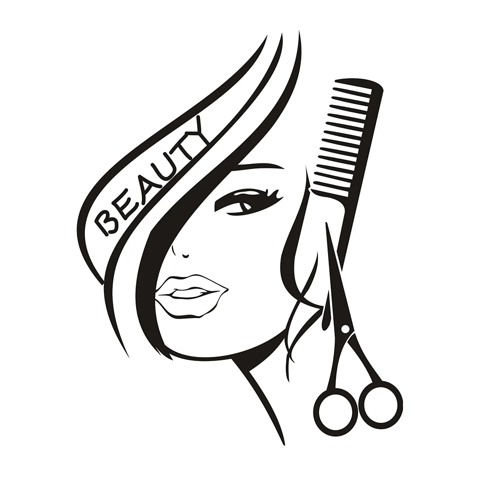 Бесплатная доставка, новые съемные настенные наклейки, виниловые украшения для волос, салона красоты, парикмахерской, сексуальной девушки, настенные наклейки, украшение для дома