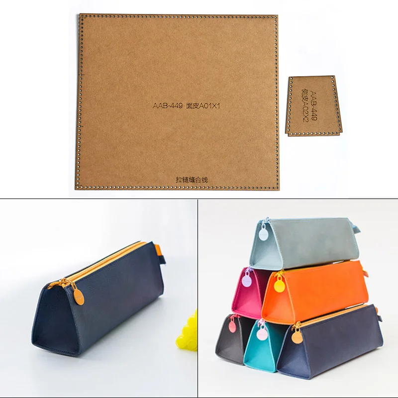 

DIY Leather Handmade Craft Pencil Case Stationery Bag Sewing Pattern Hard Kraft Paper Stencil Template 6cm*5cm*20cm