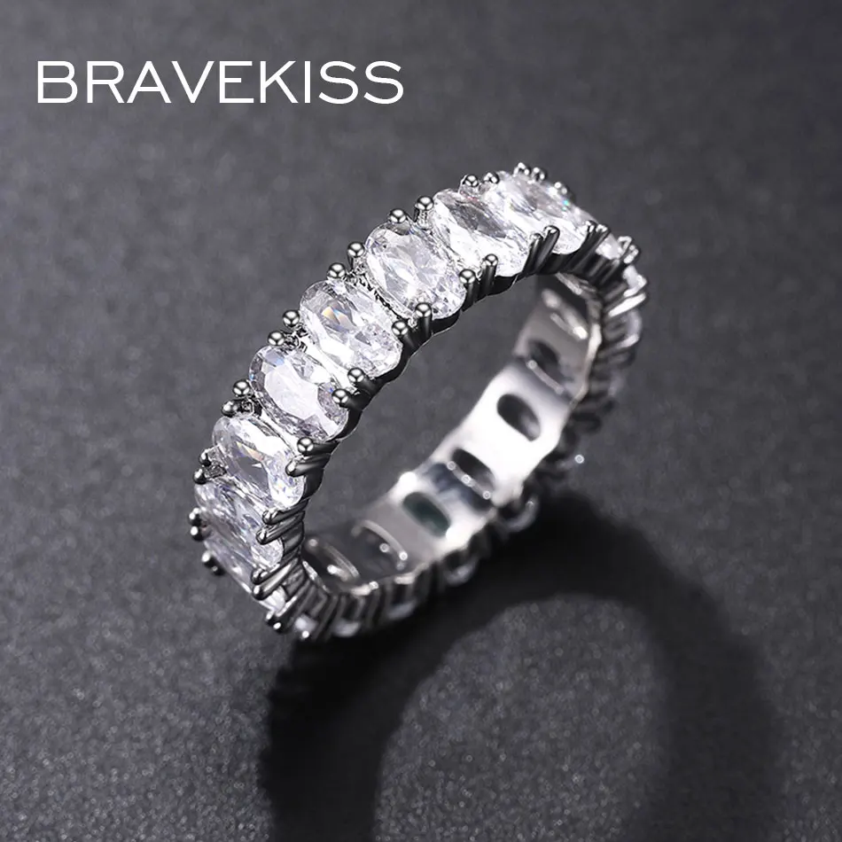 Женские Овальные обручальные кольца Bravekiss роскошные с кубическим цирконием