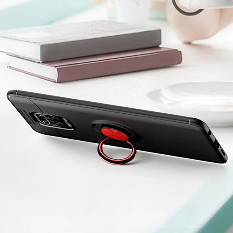 Премиум Магнитный чехол Xiaomi Redmi Note 9 Pro S с кольцом и подставкой силиконовый для 9S