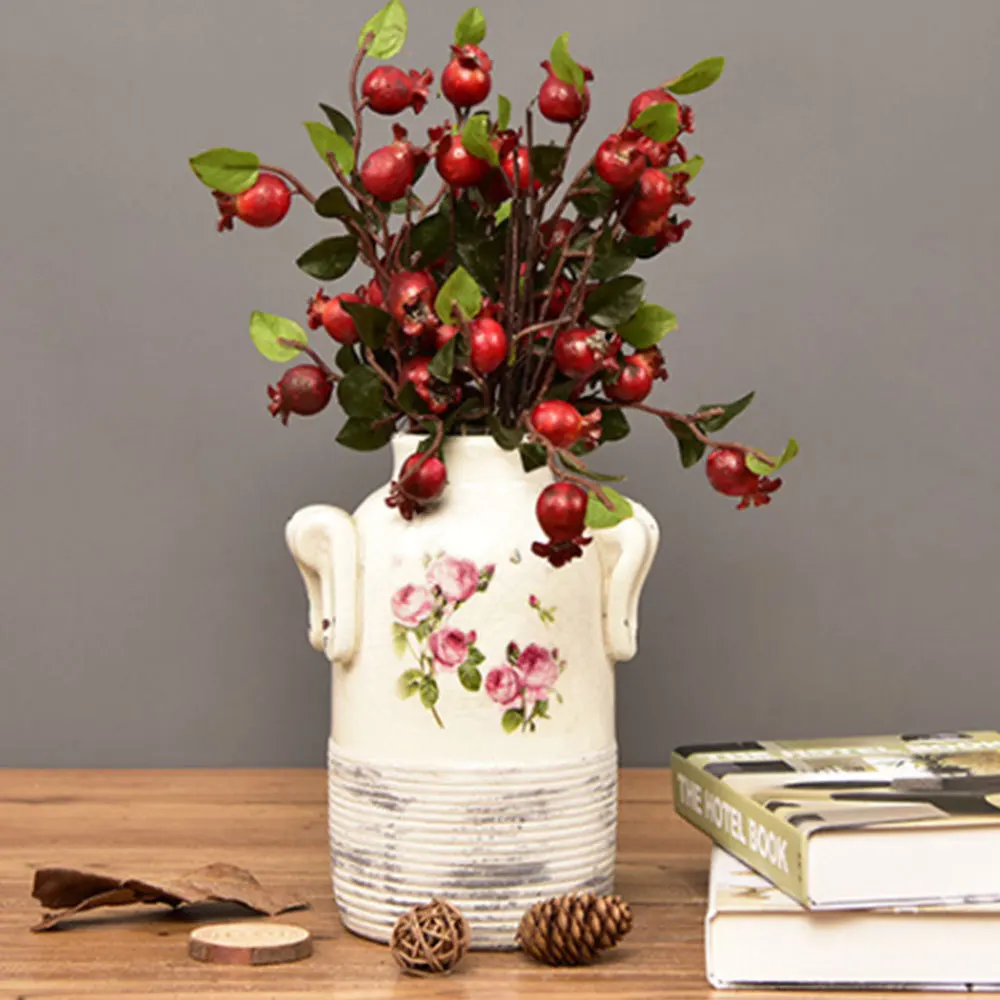 Искусственный боярышник фруктовая ветка имитация цветов красная связка
