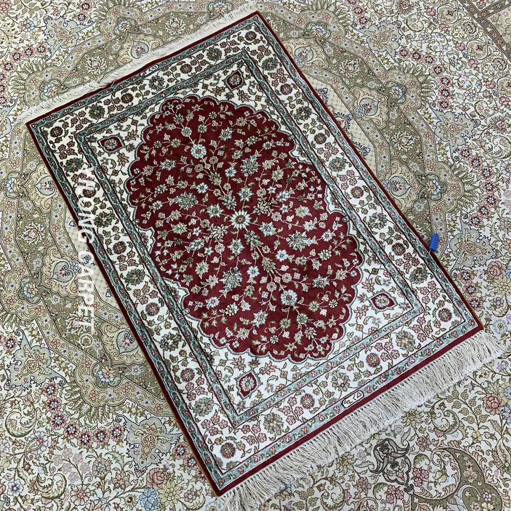 Yilong 2'x3' ручной персидский ковер турецкий красный элегантный шелковый (HF088B