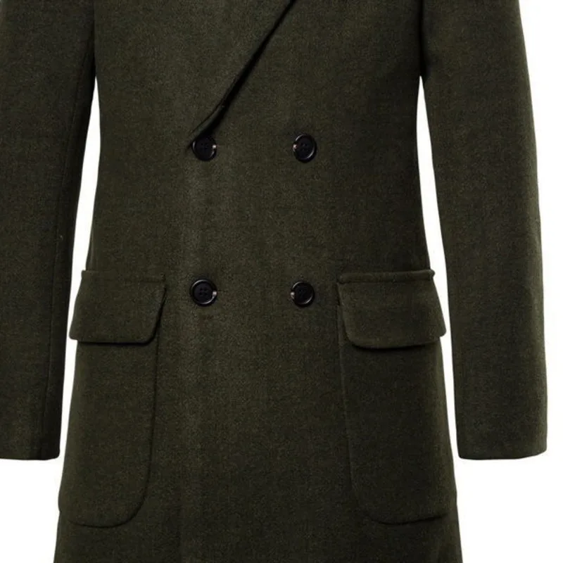 

Double-breasted Men's Woolen Coat Simple Slim Mid-length Fashionable Casual Windbreaker Warm Jackets Male Clothes Autumn Winter