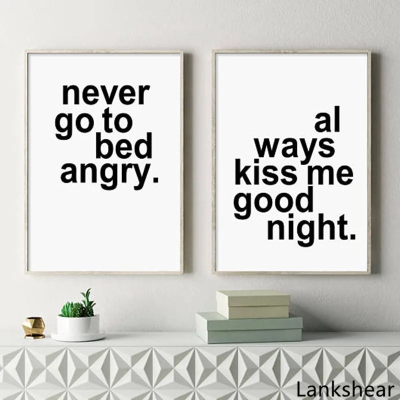 Современная Настенная картина для спальни с надписью Always Kiss Me Good Night|Рисование и