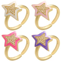 zhukou irregular star opening rings for woman fashion korean dripping oil jewelry cz crystal women enamel rings wholesale vj160